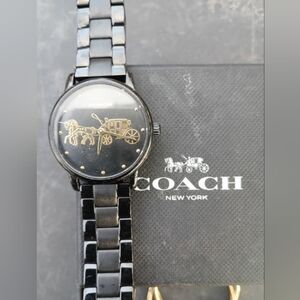 Coach Black Stainless Steel Horse & Carriage Dial Watch
